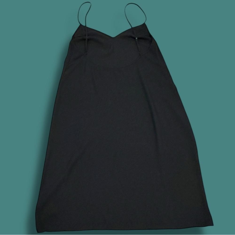 EUC Zara Semi Sheer Mini V-Neck Slip Dress in Black. Size Small - Picture 4 of 11